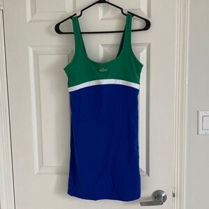 Lacoste Colorblock Green and Blue Tennis Dress. Attached shorts. Like New.